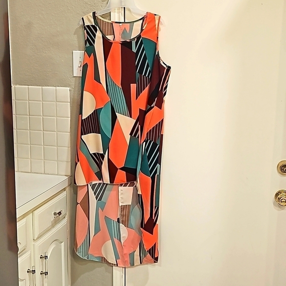 NWOT Temu Polychrome cover up/Tunic Sleeveless long hem XL - Picture 2 of 12